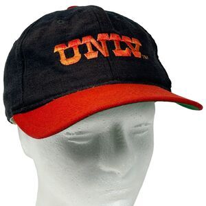 Vintage UNLV Rebels Hat Baseball Cap Fitted 7 1/4 Las Vegas New Era 80s Black